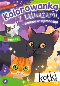 Obrazek Kolorowanka z tatuażami świecą w ciemności Kotki