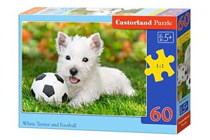 Obrazek Puzzle White Terrier and Football 60