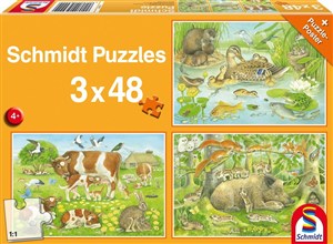 Obrazek Puzzle 3x48 Zwierzęca rodzinka G3