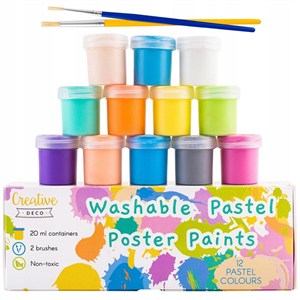 Obrazek Farby plakatowe pastelowe 12 kolorów 20ml