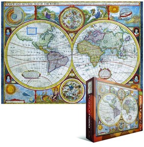 Obrazek Puzzle 1000 Antyczna mapa świata