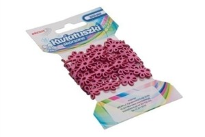 Obrazek Łańcuszek kwiatuszki skórzane 1m różowy