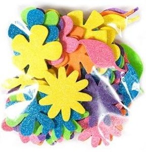 Picture of Naklejki z pianki kwiatki brokat 72szt