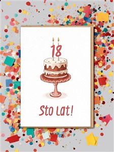 Picture of Kartka / TORT / 18 URODZINY