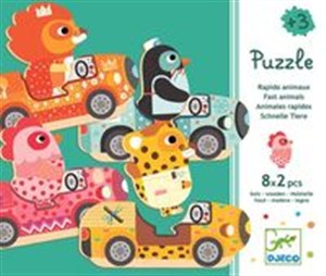 Obrazek Puzzle drewniane Zwierzątka w aucie