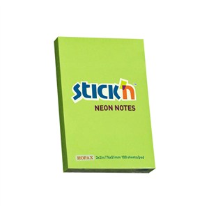 Obrazek Notes samoprzylepny 76x51 mm zielony neon 100 kartek