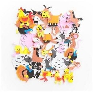 Obrazek Naklejki z pianki z nadrukiem - farma, 96 szt