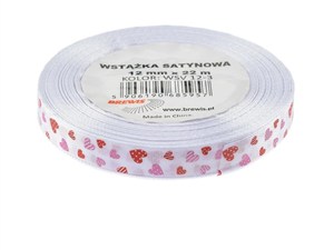 Picture of Wstążka satynowa serca biała 12mmx22m