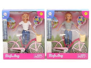 Obrazek Lalka 29cm z rowerem