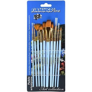 Obrazek Pędzle artystyczne Flamingo 10 sztuk
