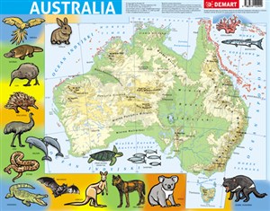 Obrazek Puzzle ramkowe 72 Australia mapa fizyczna