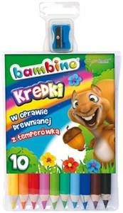 Obrazek Kredki Bambino drewniane 10 kolorów z temperówką Mini zoo