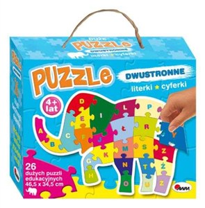 Obrazek Puzzle dwustronne literki i cyferki słoń