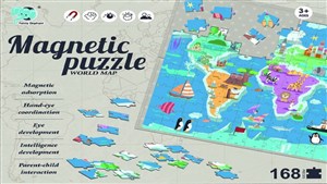 Obrazek Puzzle 168 magnetyczne Mapa Świata