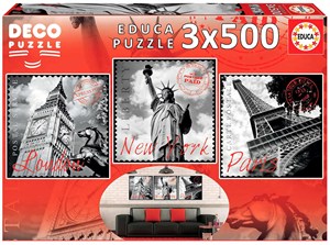 Obrazek Puzzle 3x500 Duże miasta 109550
