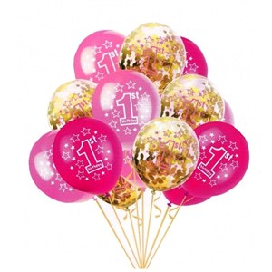 Obrazek Balony 1st Birthday różowe 12szt
