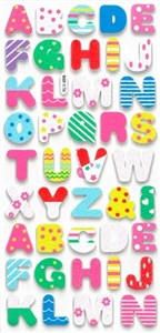 Obrazek Naklejki piankowe brokatowe Litery 42szt