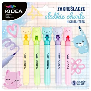Obrazek Zakreślacze Słodkie chwile 5 kolorów Kidea