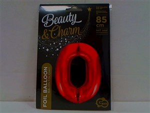 Obrazek Balon foliowy B&C cyfra 0 czerwona 85cm