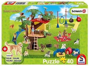 Obrazek Puzzle 40 Schleich Szczęśliwe Psy + figurka 109946