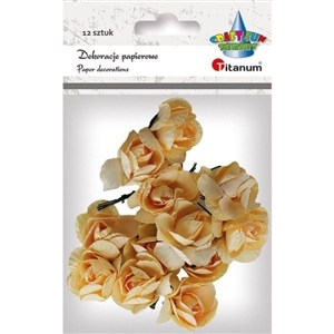 Obrazek Papierowe róże na druciku kremowe 25mm 12szt