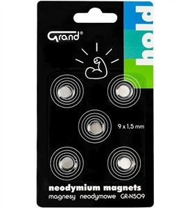 Obrazek Magnesy neodymowe GRAND 9mm 5szt.