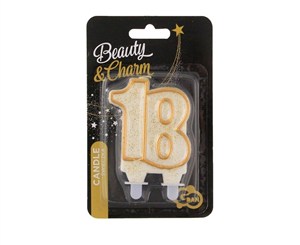 Picture of Świeczka liczba 18 urodziny, złoty kontur