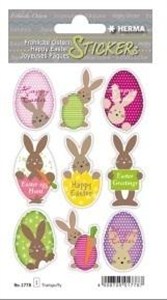 Obrazek Naklejki papierowe zające z pisankami