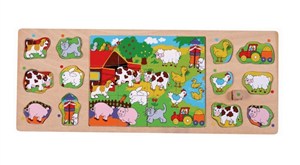 Obrazek Puzzle drewniane 3w1 Na wsi 25 el.