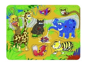 Picture of Puzzle drewniane pinezki Safari 8 el.