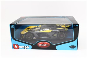 Picture of Bugatti Bolide metallic black- yellow 1:18 BBURAGO
