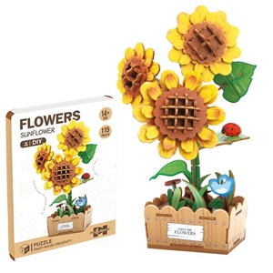 Obrazek Drewniane kwiatki 3D - Słoneczniki, 116el.