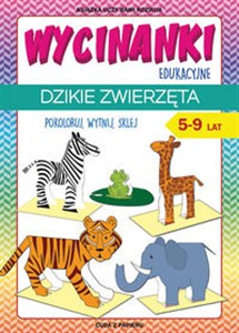 Obrazek Wycinanki edukacyjne Dzikie zwierzęta Pokoloruj, wytnij, sklej. 5-9 lat. Cuda z papieru