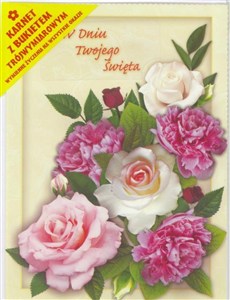 Picture of Karnet składany 3D - Bukiet różowych róż