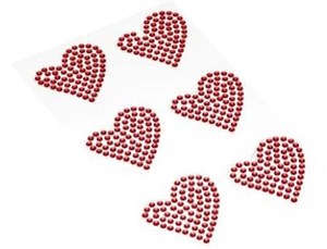 Obrazek Dżety samoprzylepne serca czerwone 6szt