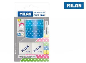 Obrazek Temperówka MILAN DUET niebieska + 2 gumki