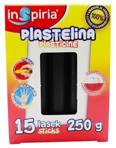 Obrazek Plastelina czarna 15 lasek 250g