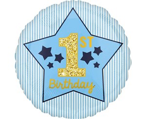 Obrazek Balon foliowy 1st Birthday niebieski 48cm