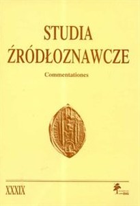 Obrazek Studia Źródłoznawcze tom XXXIX