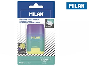 Obrazek Temperówko - gumka MILAN COMPACT SUNSET  fioletowo - zielono - żółta BYM10424