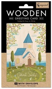 Picture of Karnet drewniany C6 + koperta Chrzest Kościół