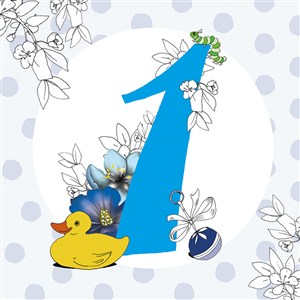 Obrazek Karnet Swarovski kwadrat Roczek Chłopiec kwiaty