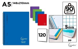 Obrazek Notatnik A5/120K kołowy kratka MIX