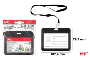 Picture of Etui MP na identyfikator czarne poziome ze smyczą