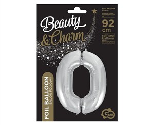 Obrazek Balon foliowy cyfra 0 Beauty&Charm srebrna 92cm