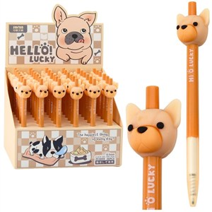 Obrazek Długopis żelowy Pies Mops niebieski (36szt)