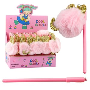 Obrazek Długopis żelowy Zatyczka z pomponem nieb. (30szt)