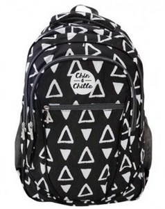 Obrazek Plecak trzykomorowy czarny Trójkąty