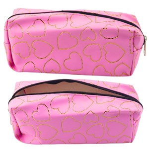 Obrazek Piórnik jednokomorowy złote serca różowy