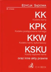 Obrazek Kodeks karny Kodeks postępowania karnego Kodeks karny wykonawczy Koszty sądowe karne Edycja Sądowa oraz inne akty prawne